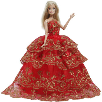 芭比娃娃单件公主裙婚纱裙30cm娃娃裙子换拖尾礼服公主女孩生日礼物