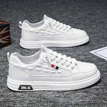 夏季透气小白板鞋上班工作防水男士休闲皮鞋懒人豆豆鞋361 r003白色