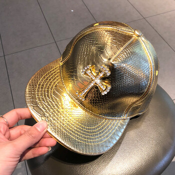 江逸帽通用潮带钻骷髅棒球帽子时尚春夏遮阳镶钻鸭舌帽金色十字架可