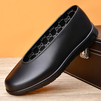 北杳老北京圆口皮鞋男士夏季真皮休闲防滑中年爸爸男鞋中老年老人鞋