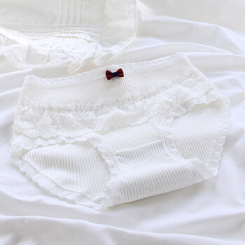 优衣·库官方联名公主款白色#洛丽塔蕾丝边少女内裤学生纯棉裆中腰