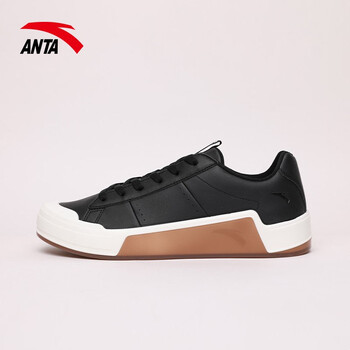 安踏男款板鞋冬季新款低帮小白鞋百搭运动鞋休闲男112148072 黑-3 10.