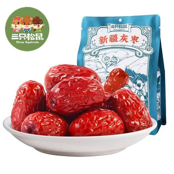 三只松鼠threesquirrels新疆灰枣180g新疆特产红枣果干办公室休闲小吃