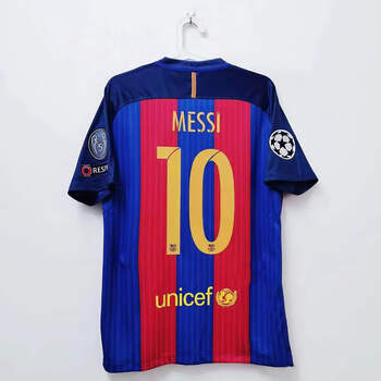 卡庄巴萨复古16/17赛季足球服巴萨梅西内马尔苏亚雷斯足球衣巴萨球衣