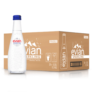 依云天然矿泉水evian法国进口弱碱性水玻璃瓶整箱饮用水依云水小瓶