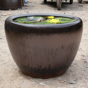 ccko大号庭院大缸荷花缸室外陶瓷鱼缸水缸老式大号假山缸圆形客厅养