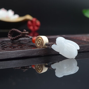 夏痕高端520礼物送男女友翡翠兔钥匙扣a货缅甸玉兔吊坠立体十二生刻字