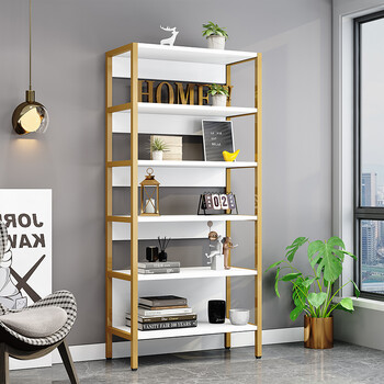 北欧铁艺书架置物架客厅隔断落地展示架家用收纳文件多层组合货架长60