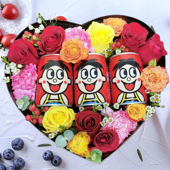 零食花束成品旺仔牛奶心形礼盒上海鲜花速递同城生日礼物配送花店心形