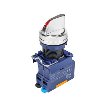 蓝波22mm金属钥匙钮25A大电流旋转选择纽开关两档3位电源自锁保持式带灯快插接线 金属选择钮--2档1常开-红灯