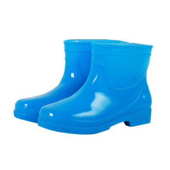 防滑耐磨工作鞋塑胶套鞋水鞋保暖雨靴佐欧雅蓝色中筒无绒40平时穿39码