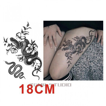 zgmr冰娇纹身贴暗黑中性黑白款潮酷花臂ins风蛇纹身贴 花朵黑蛇三张