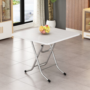 折叠圆桌子折叠酒店餐桌麻将桌折叠饭桌木方桌大圆桌靠边站 吸塑白