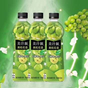 可口可乐美汁源爽粒花语白葡萄 槐花420ml*12瓶果汁饮料 白葡萄 槐花