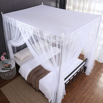 蚊帐防尘顶布三开门落地支架宫廷简约12米15m床18家用加密帐纱防尘款