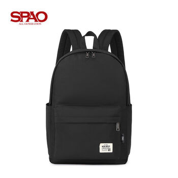 spao双肩包女大学生书包女生初中生简约中学生背包高中生电脑包男黑色