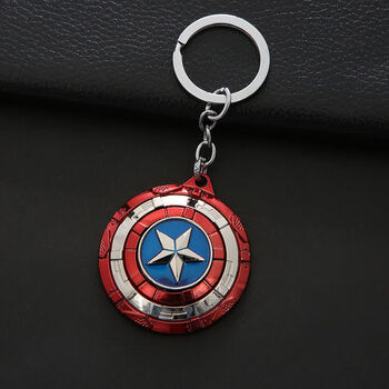 漫威复仇者联盟钥匙扣背包双肩包挂件美国队长钢铁侠盾牌男士车钥匙可