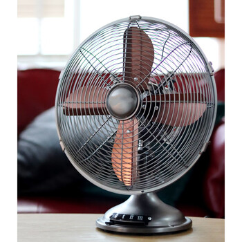 机械式复古金属电风扇仿古美式纯铜机芯家居装饰摆件12寸台扇哑铅色