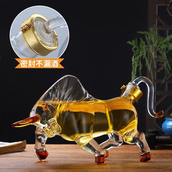 【轻奢高端】矜靡 泡酒容器耐热玻璃瓶牛形酒瓶加厚创意工艺空酒瓶