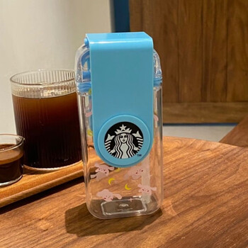 星巴克杯子爸爸折叠旋转杯抖音樱花旋转吸管杯ins少女心便携网红水杯