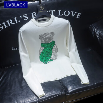 lv bla ck奢侈品国际大牌男装小熊烫钻长袖毛衣男冬季新款欧洲站欧货