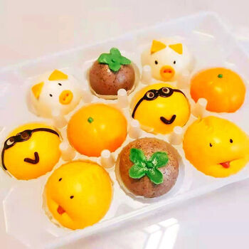 《》哄宝贝早餐包儿童老人卡通包子奶黄豆沙紫薯早餐面点食玉米杂粮包