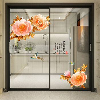 中国风花瓶墙贴客厅卧室墙纸自粘玄关墙面装饰贴画玻璃门窗户贴纸