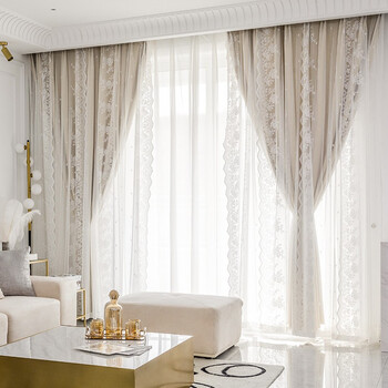 茉布透纱布一体新款窗帘遮光双层带纱帘子客厅卧室飘窗ins风法式轻奢