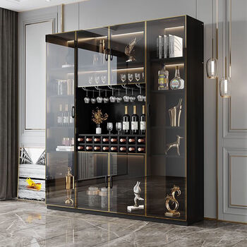阿兰曼斯2024新款轻奢玻璃门酒柜红酒柜家用客厅展示柜现代简约一体靠