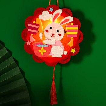 中秋发光手提花灯灯笼儿童创意diy手工制作材料包幼儿园新年礼物 hm