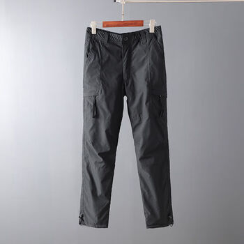 为知树德国冬季户外冲锋裤加绒加厚多口袋防风徒步登山滑雪裤男黑色加