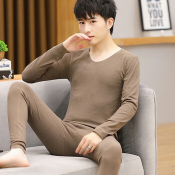 保暖内衣男加绒常规冬季套装青年秋衣秋裤男装咖啡色2xl