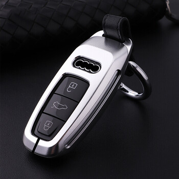 奥迪钥匙壳2021款新a6l钥匙套包 20款a8a8汽车用钥匙改装壳 升级版-银