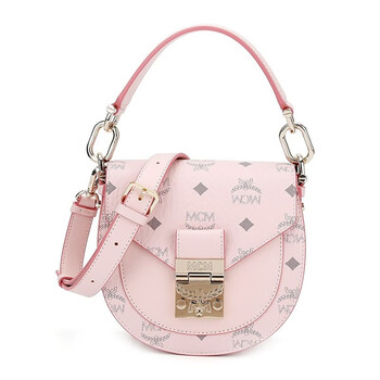 mcm粉色迷你小猪包手提单肩斜挎包人造革配牛皮革