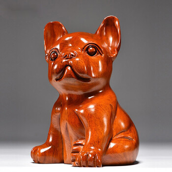 思古 黄花梨木雕狗摆件实木雕刻十二生肖狗家居摆设客厅电视柜办公