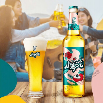 橙伯乐60小脾气雪花玫瑰荔枝味512瓶雪花小啤汽水碳酸酒整箱瓶装