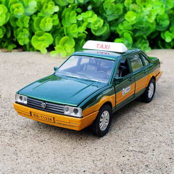 澳颜莱1:32大众桑塔纳出租车合金汽车模型仿真金属车摆件声光回力玩具
