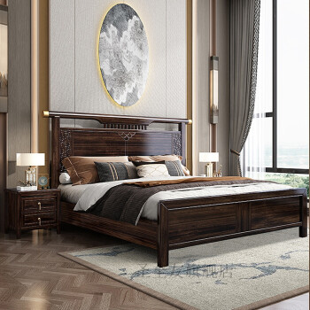 乌金木床全实木 原木床 主卧婚床实木箱体床乌金木全实木床1.