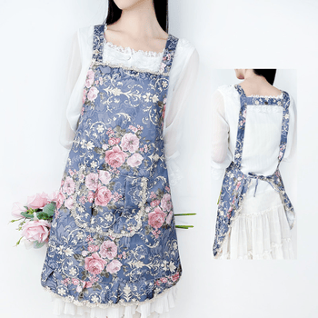 韩式碎花花边双层防油防水可爱家用小清新2022新款 米色【半身围裙】