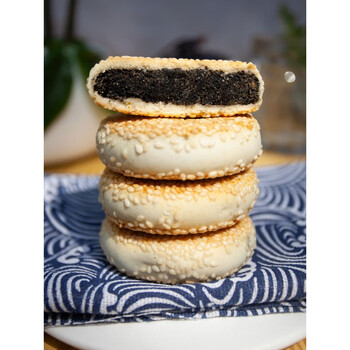 玖纹豹浙江传统糕点衢州麻饼老式黑芝麻饼胡麻饼孕幼零食月饼 淡甜