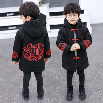 明森贝男童唐装中国风加厚冬装外套童装男宝宝新年装拜年服儿童衣服