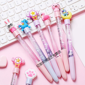 闪光流沙笔可爱萌少女心星空创意中性水笔学生卡通文具 流沙笔(5支