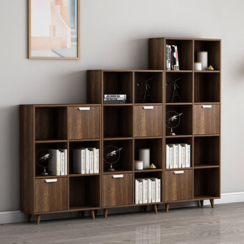 宏科华储物柜子格子柜实木客厅日式矮柜置物架书柜北欧组合卧室黑胡桃