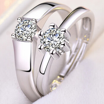 【京东优选】2019时尚戒指女奢华贵族纯银情侣戒指一对男女开口学生