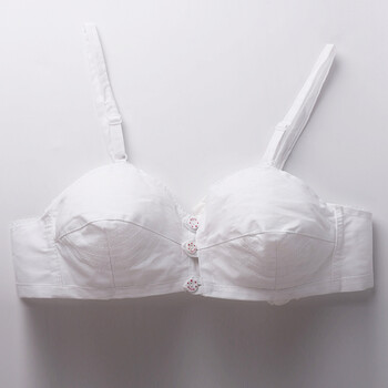 文胸无钢圈薄全棉布纯棉布胸罩前扣大码中老年人布内衣妈妈 白色前扣