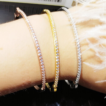 莫桑钻石手镯莫桑石pt950铂金单排钻 定制款18k玫瑰金单排钻手镯