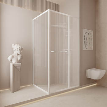 铂顿网红极简方形侧滑门淋浴房l型浴室干湿分离玻璃移门隔断白色定制