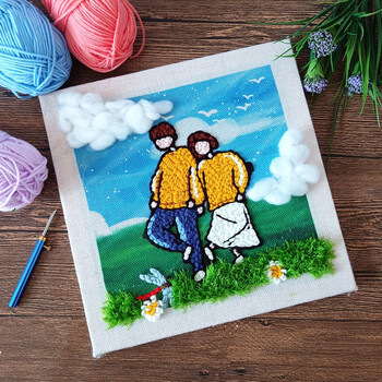 戳戳绣俄罗斯情侣绣毛线戳戳绣手工绣diy材料包戳戳秀乐送男友生日