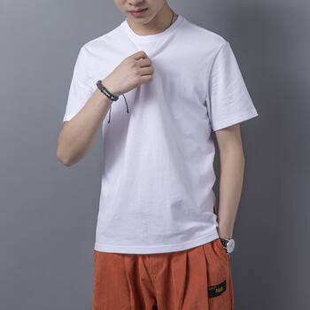 七匹狼夏季男短袖t恤纯色白色纯棉半袖宽松潮打底衫宽松丅全棉透白色s