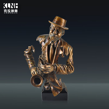 雕塑摆件抽象 音乐人物雕像树脂冷铸铜艺术品 酒吧装饰品 吹萨克斯
